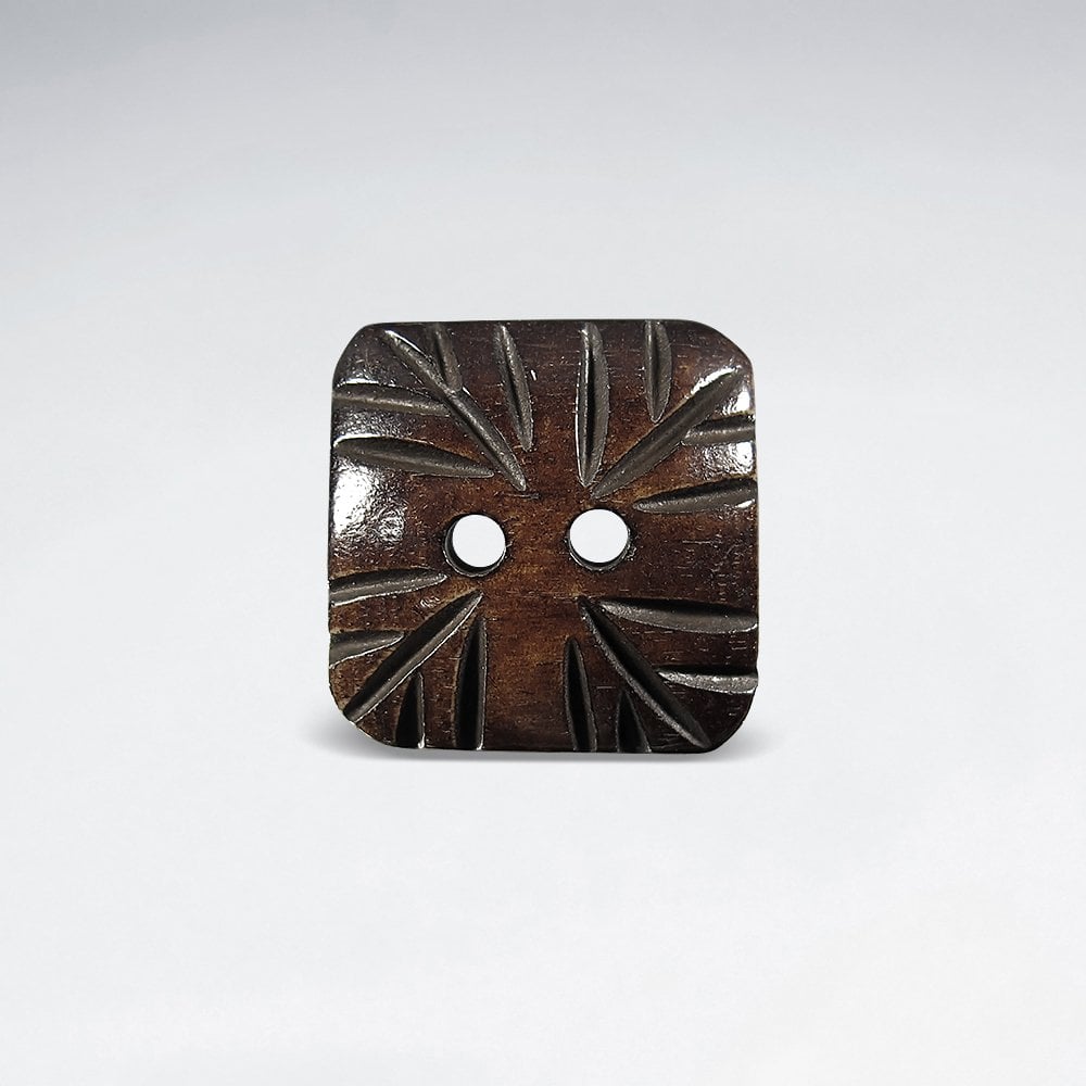 15x15mm Leaf Carved Textured Square Bone Button Bead pkg of 10
