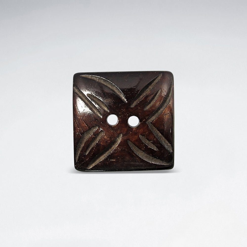 17.8x18mm Flower Textured Square Button Bone Bead pkg of 10