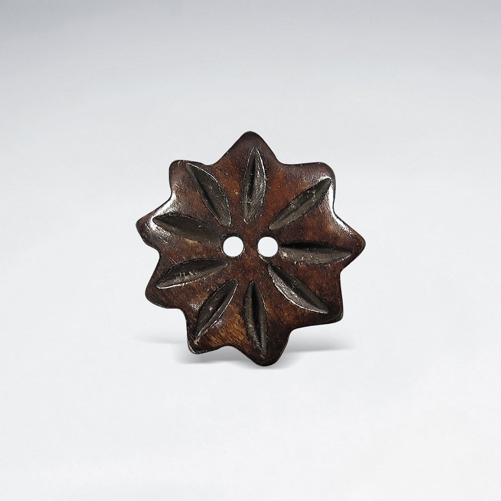 18mm Textured Floral Shaped Bone Button Bead pkg of 10