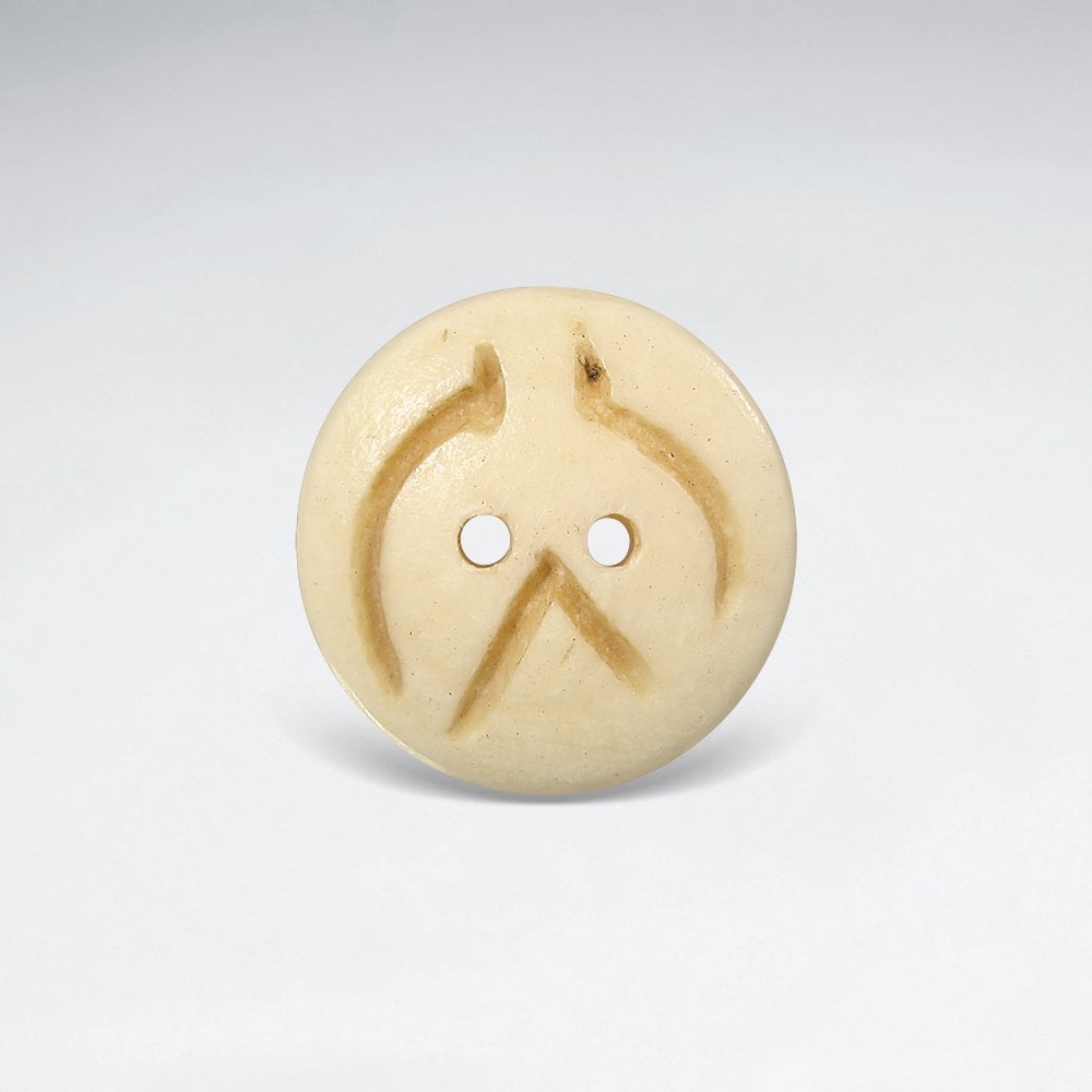 16mm Line Carved Two Hole Bone Button Bead pkg of 10