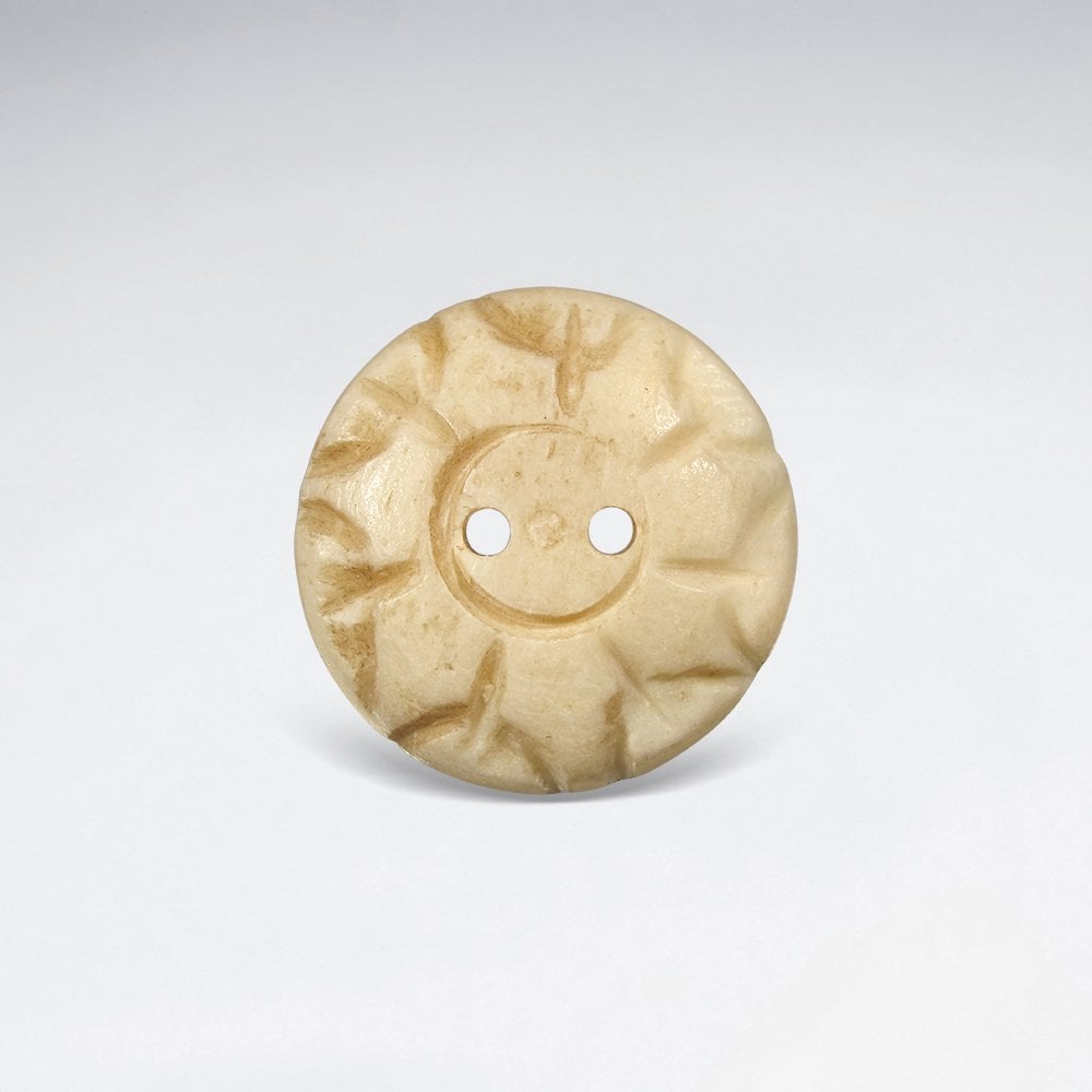 18mm Sunburst Textured Bone Button Bead pkg of 10
