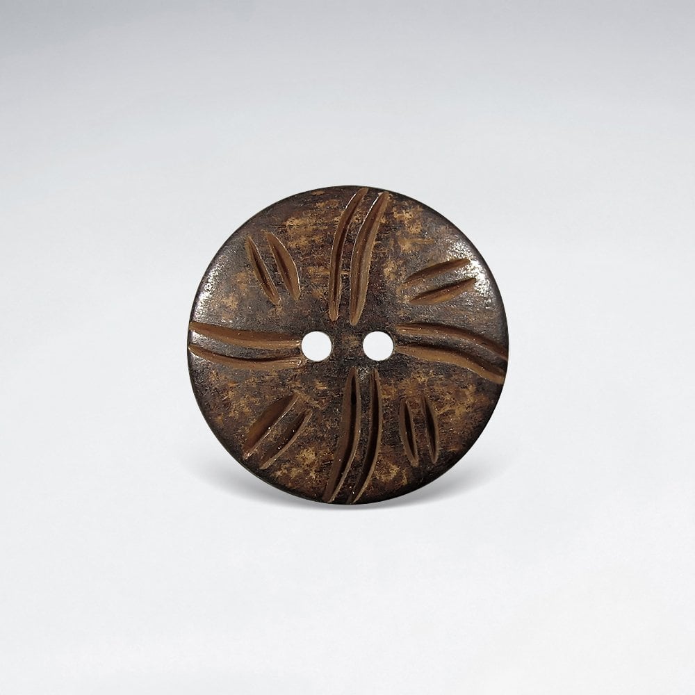 20mm Natural Etched Round Bone Button Bead pkg of 10