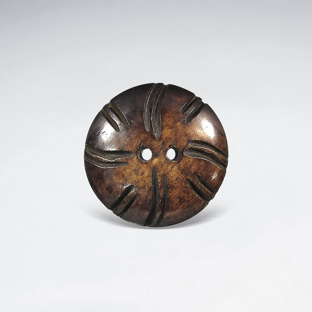 22.4mm Round Lined Textured Bone Button pkg of 10