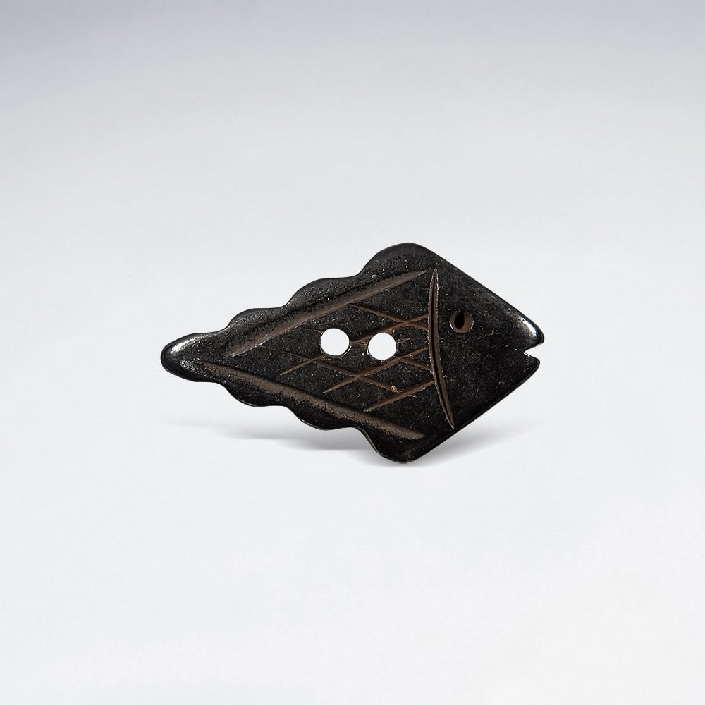 14.2x23.7mm Texture Carved Two Hole Fish Bone Button pkg of 10