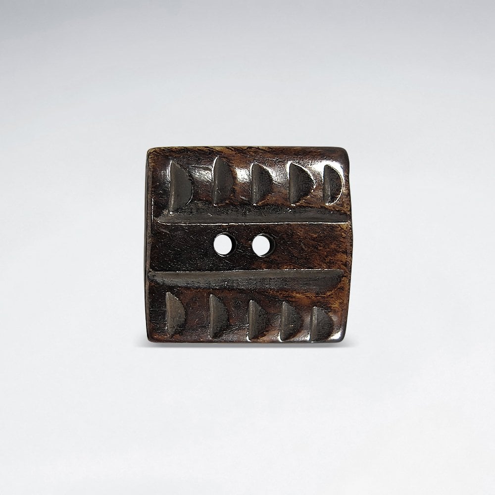 17.3x18.6mm Line Pattern Tribal Bone Button Square pkg of 10