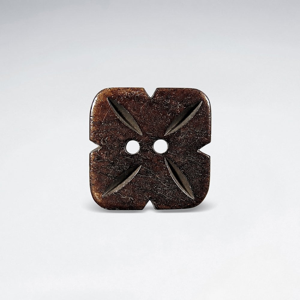 15.4x16mm Notched Line Textured Two Hole Bone Button pkg of 10