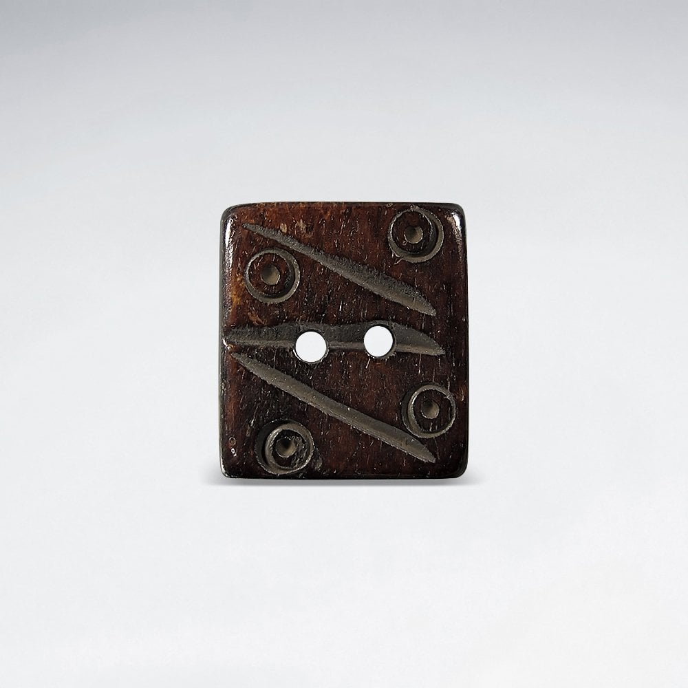 15x15.6mm Circle and Line Textured Square Bone Button pkg of 10