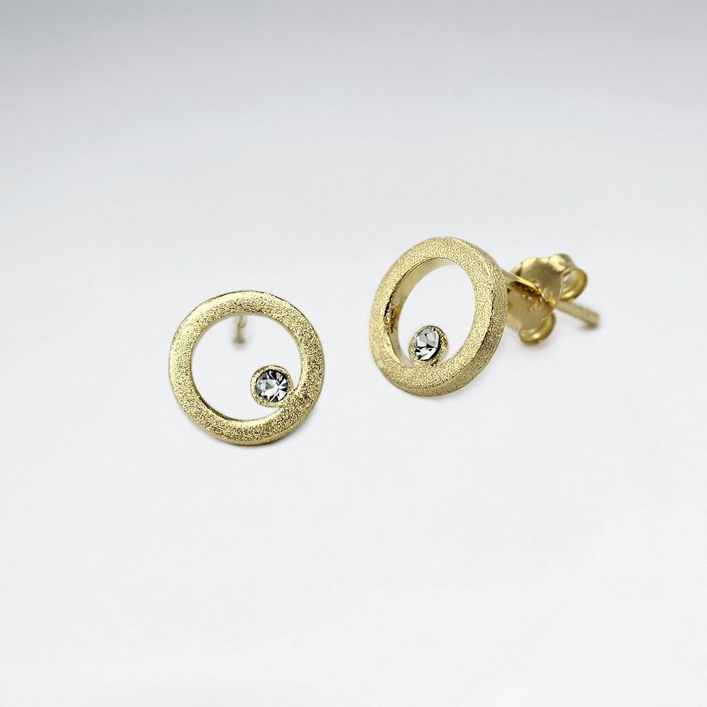 Sterling Silver Geometric Circle CZ Earrings