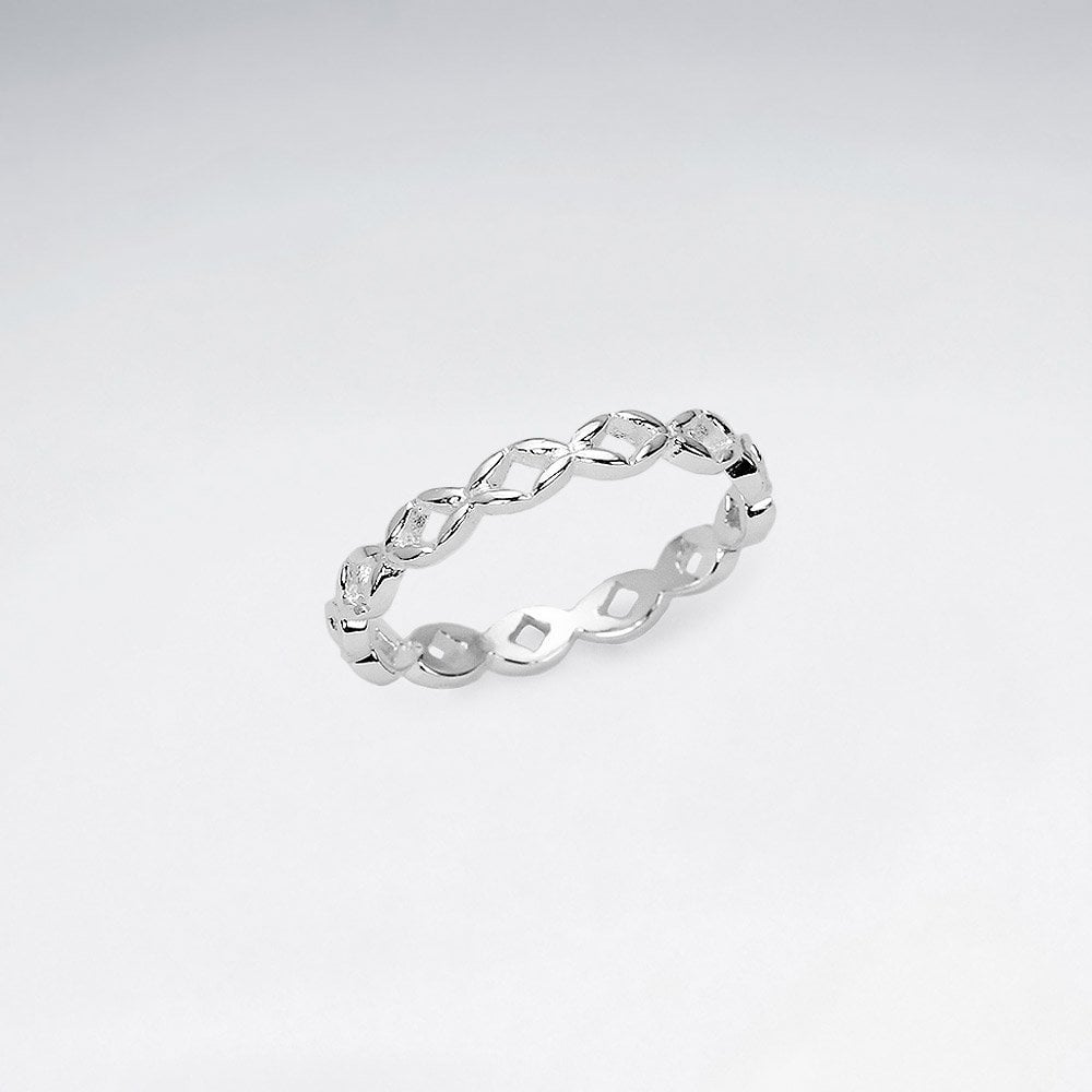 Sterling Silver X-Wrapped Band Ring
