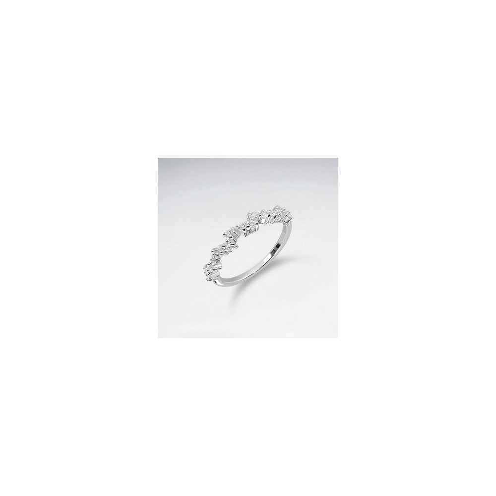 Sterling Silver CZ Cluster Stud Ring
