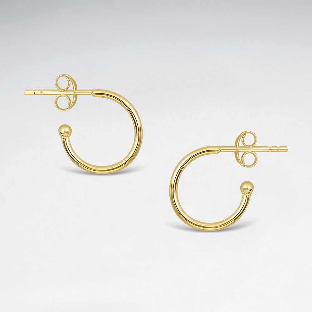 13mm Sterling Silver Ball Tipped Hoop Stud Earrings