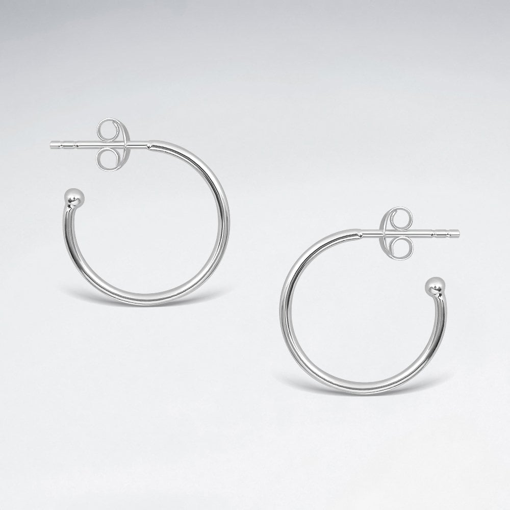 18mm Sterling Silver Half Hoop Stud Earrings