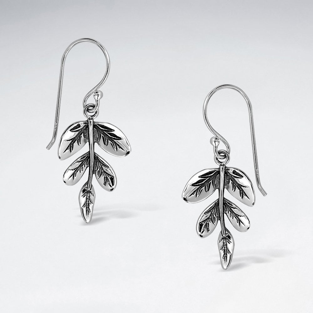 Sterling Silver Oak Leaf Hook Earrings