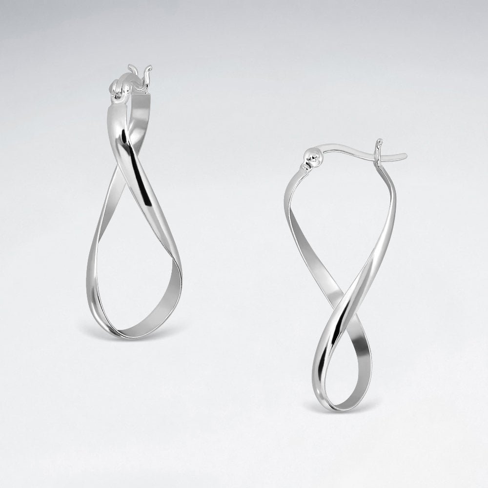 Sterling Silver Infinity Sculptural Teardrop Hoop Earrings