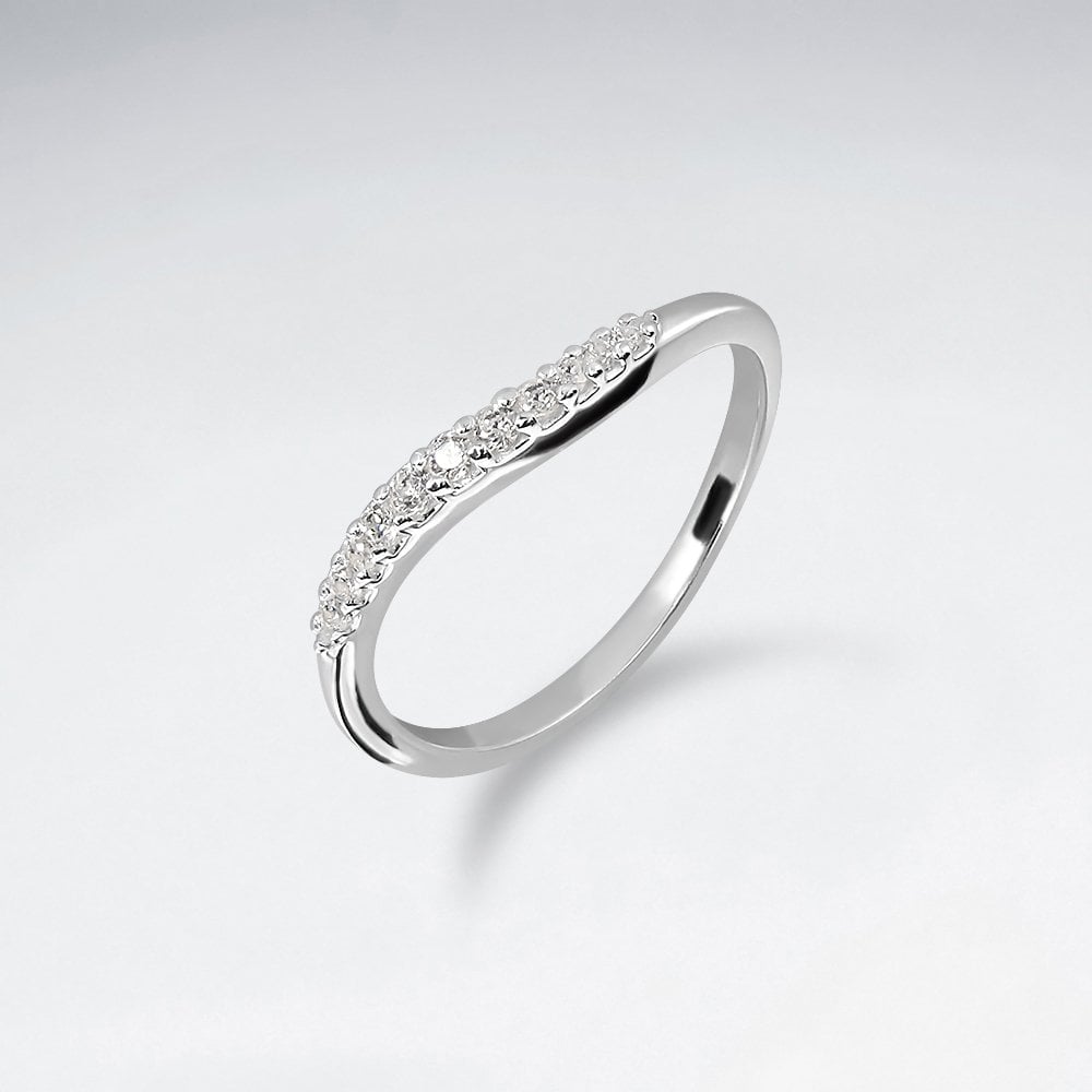 Sterling Silver CZ and Crystal Ring