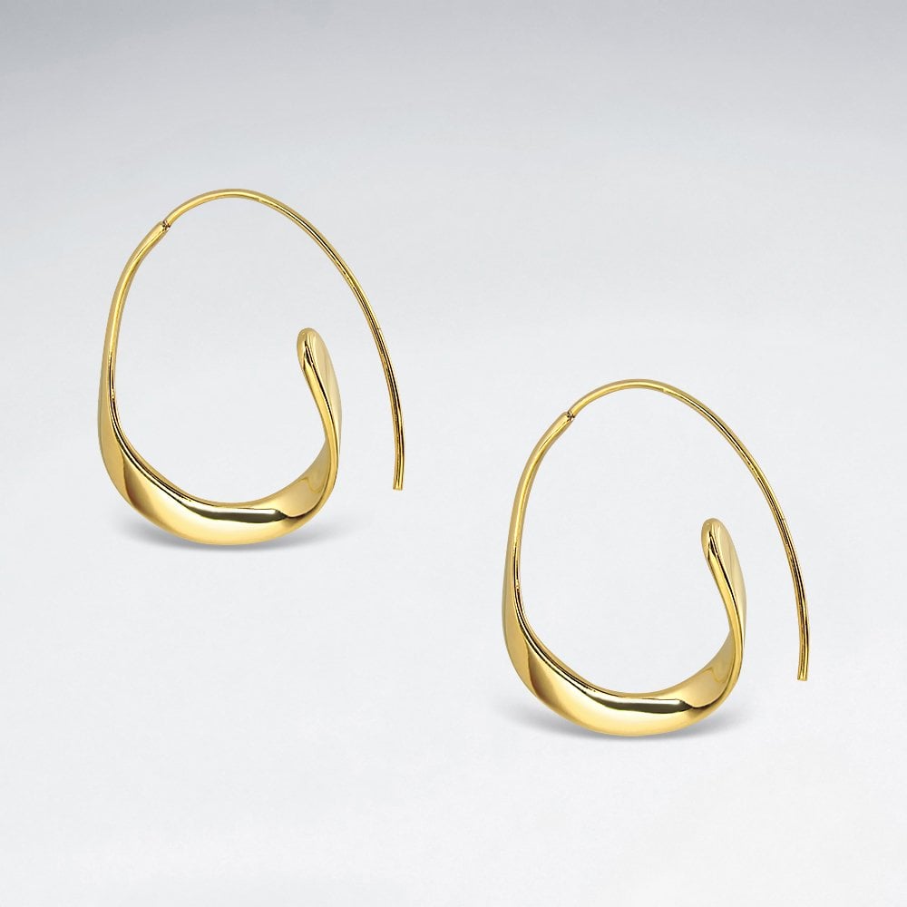 Modernist 925 Sterling Silver Sculptural Hoop Earrings