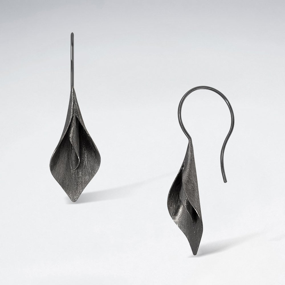 Sterling Silver Lily Flower Hook Earrings