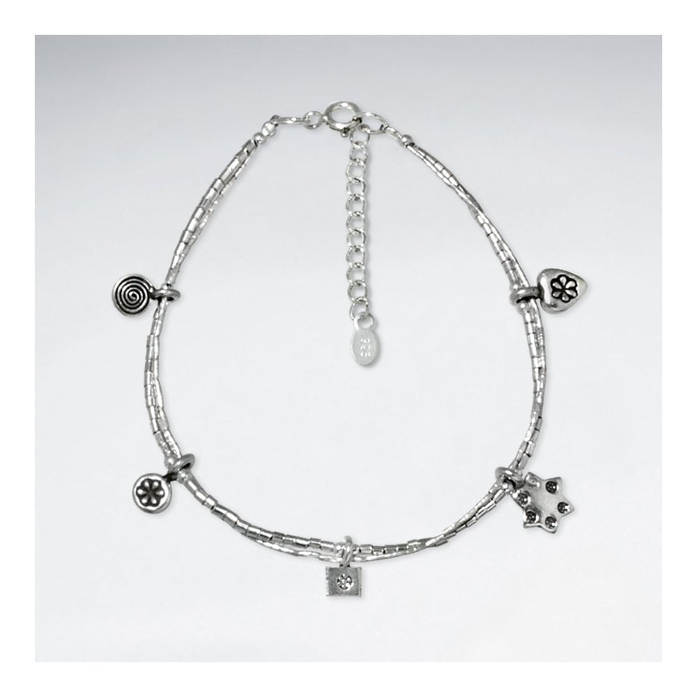 Sterling Silver Duel-Strand Charm Bracelet