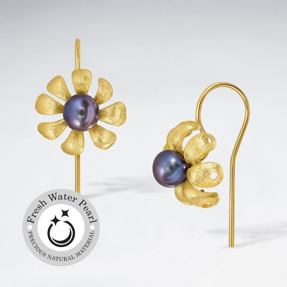 Botanical Lovelies Matte Silver Pearl Hook Earrings
