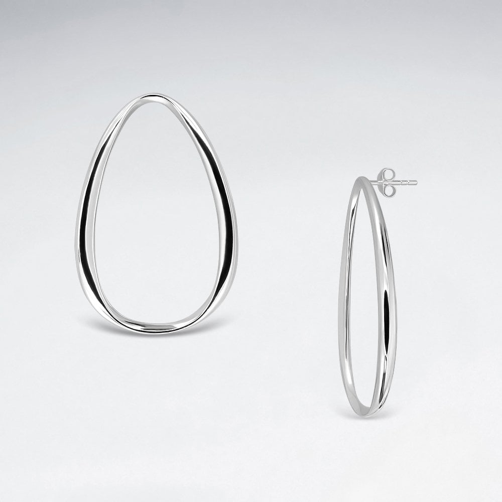 Sterling Silver Openwork Teardrop Stud Earrings