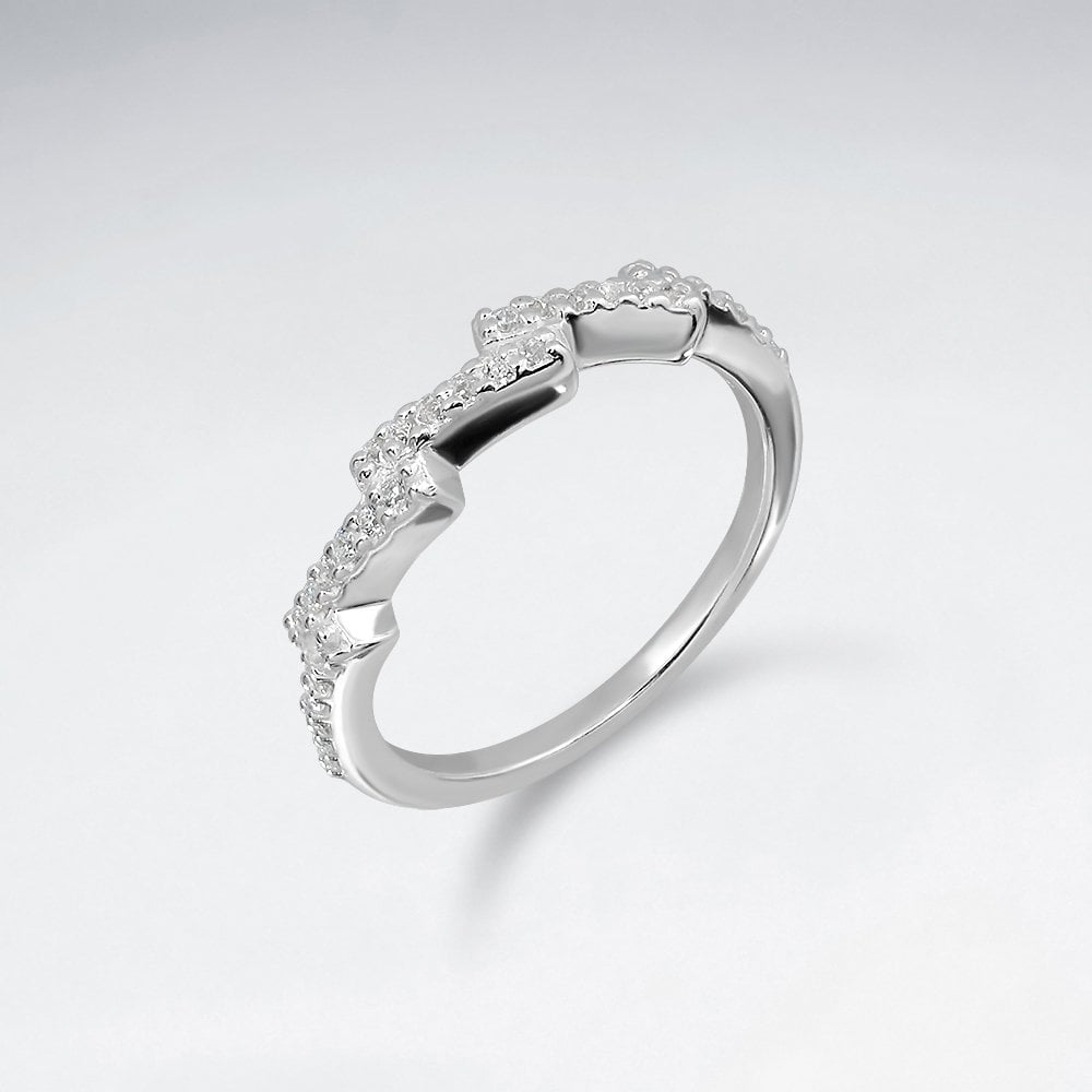 Sterling Silver CZ Zigzag Ring