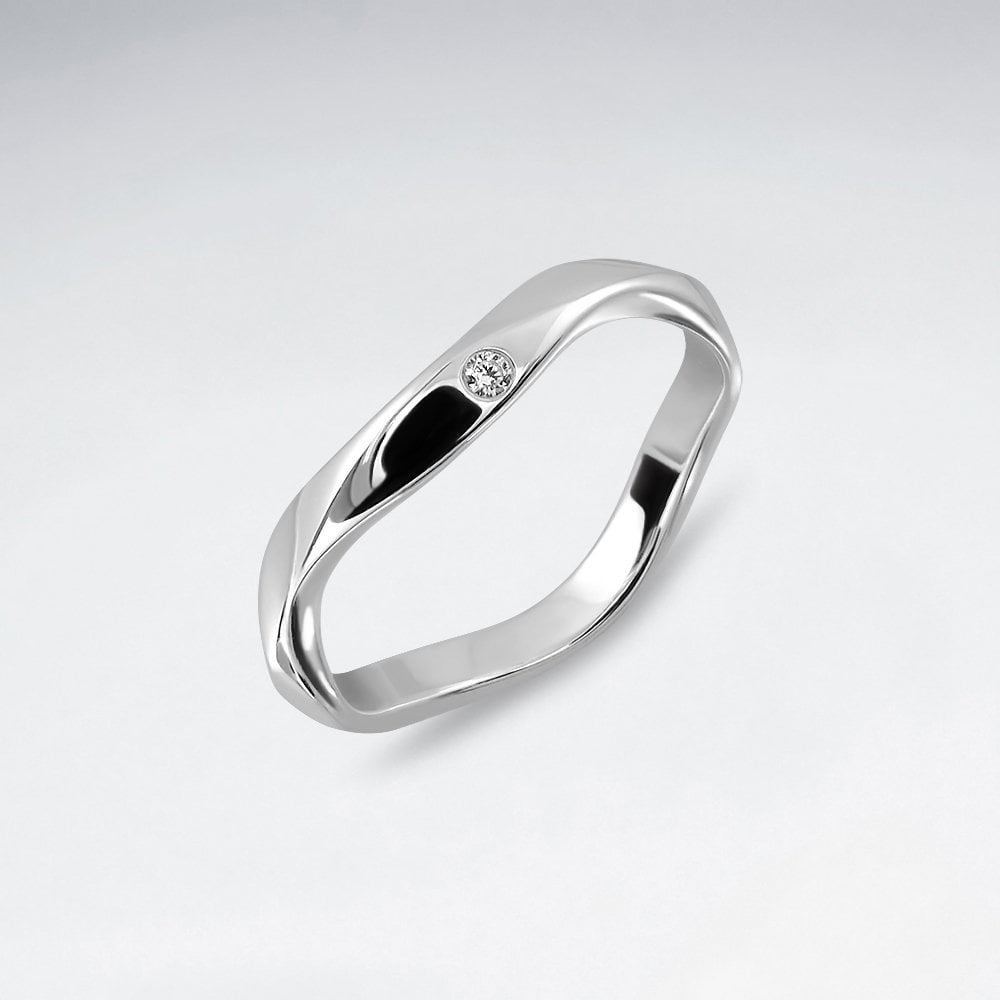 Sterling Silver Sinuous CZ Ring