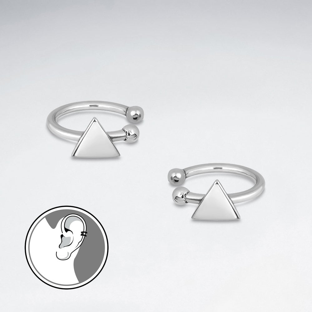 Simple Sterling Silver Triangle Silhouette Ear Cuffs