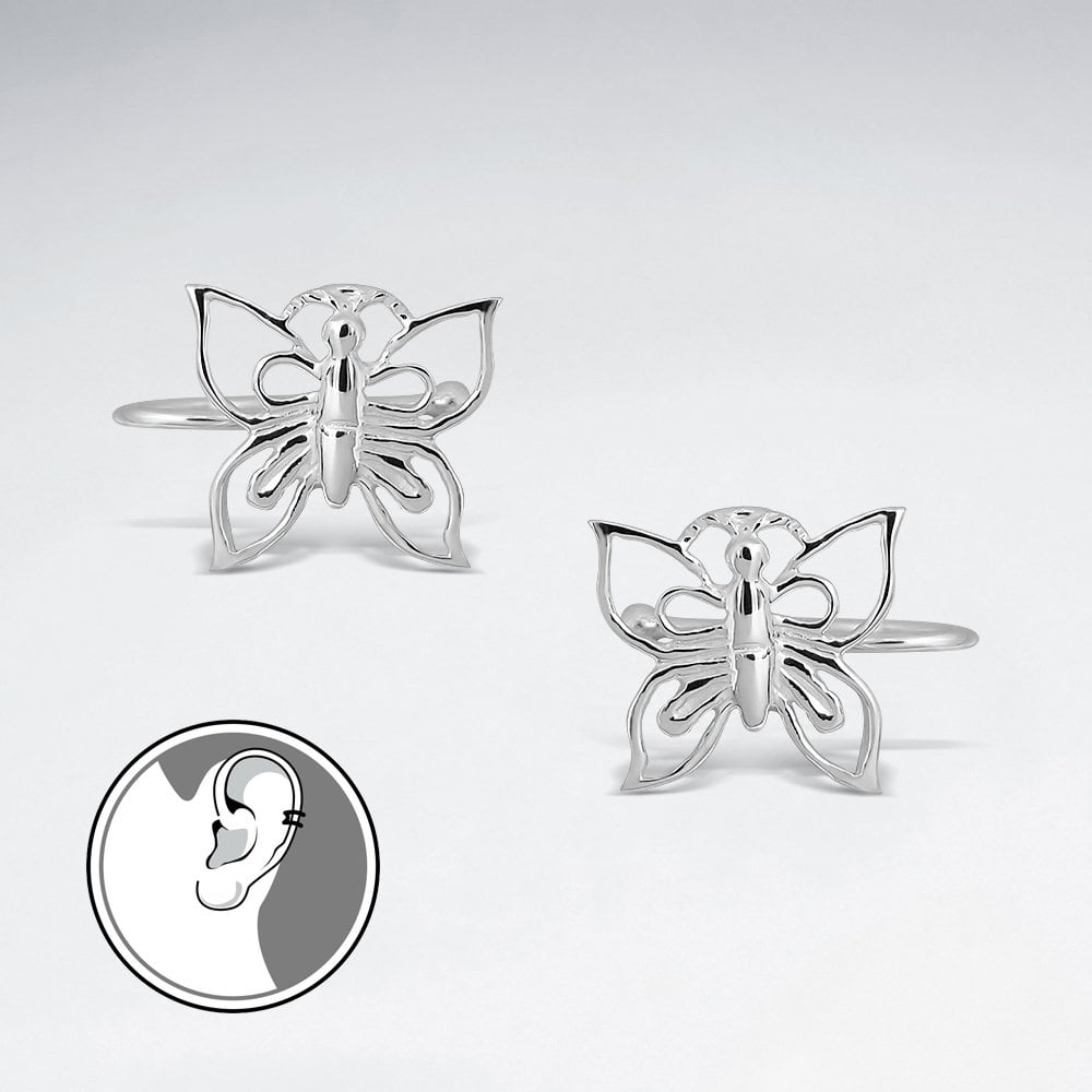 Filigree Butterfly Sterling Silver Ear cuffs