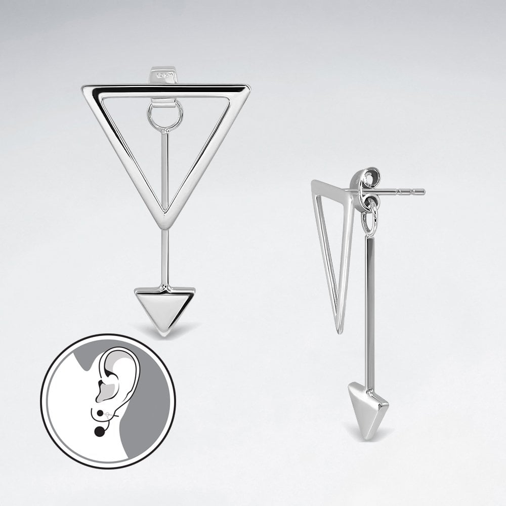 Sterling Silver Openwork Triangle & Arrow Earrings