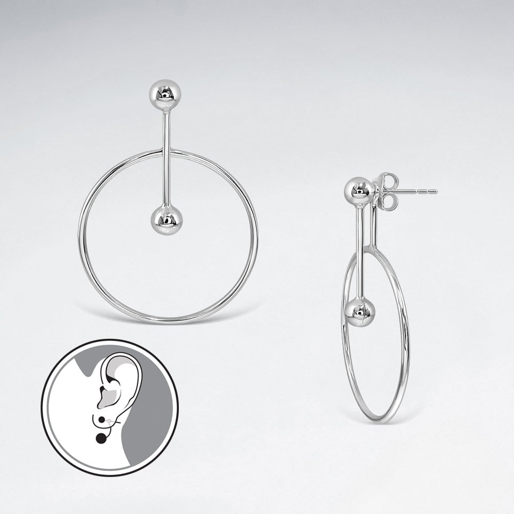 Sterling Silver Openwork Ball & Circle Extender Earrings