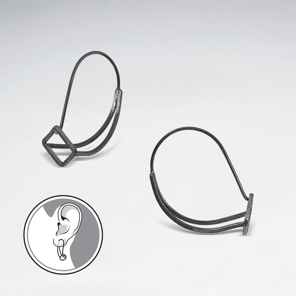 Bold Openwork Marquise 925 Silver Earrings