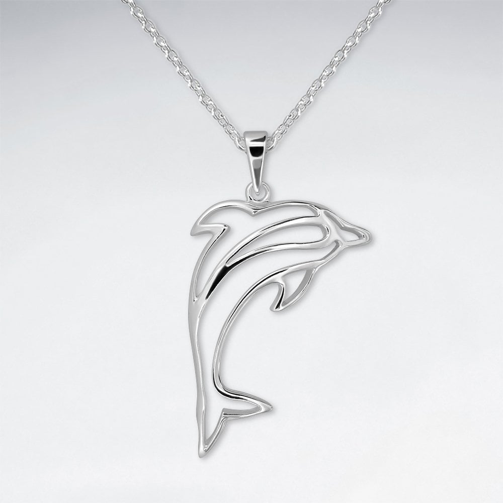 Sterling Silver Openwork Dolphin Pendant