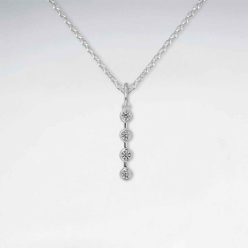 Sterling Silver CZ Cascade Drop Pendant