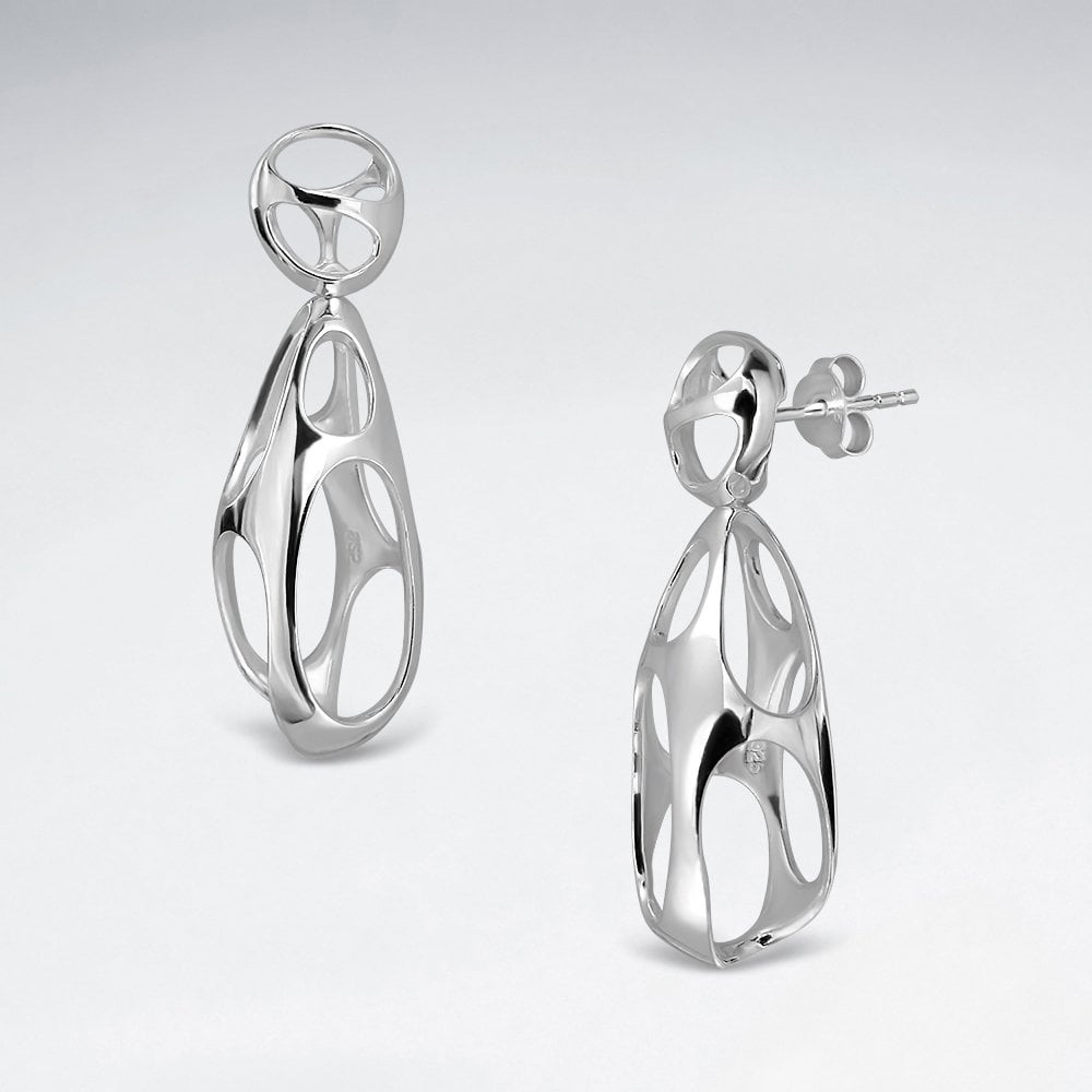 Sterling Silver Filigree Teardrop Drop Earrings