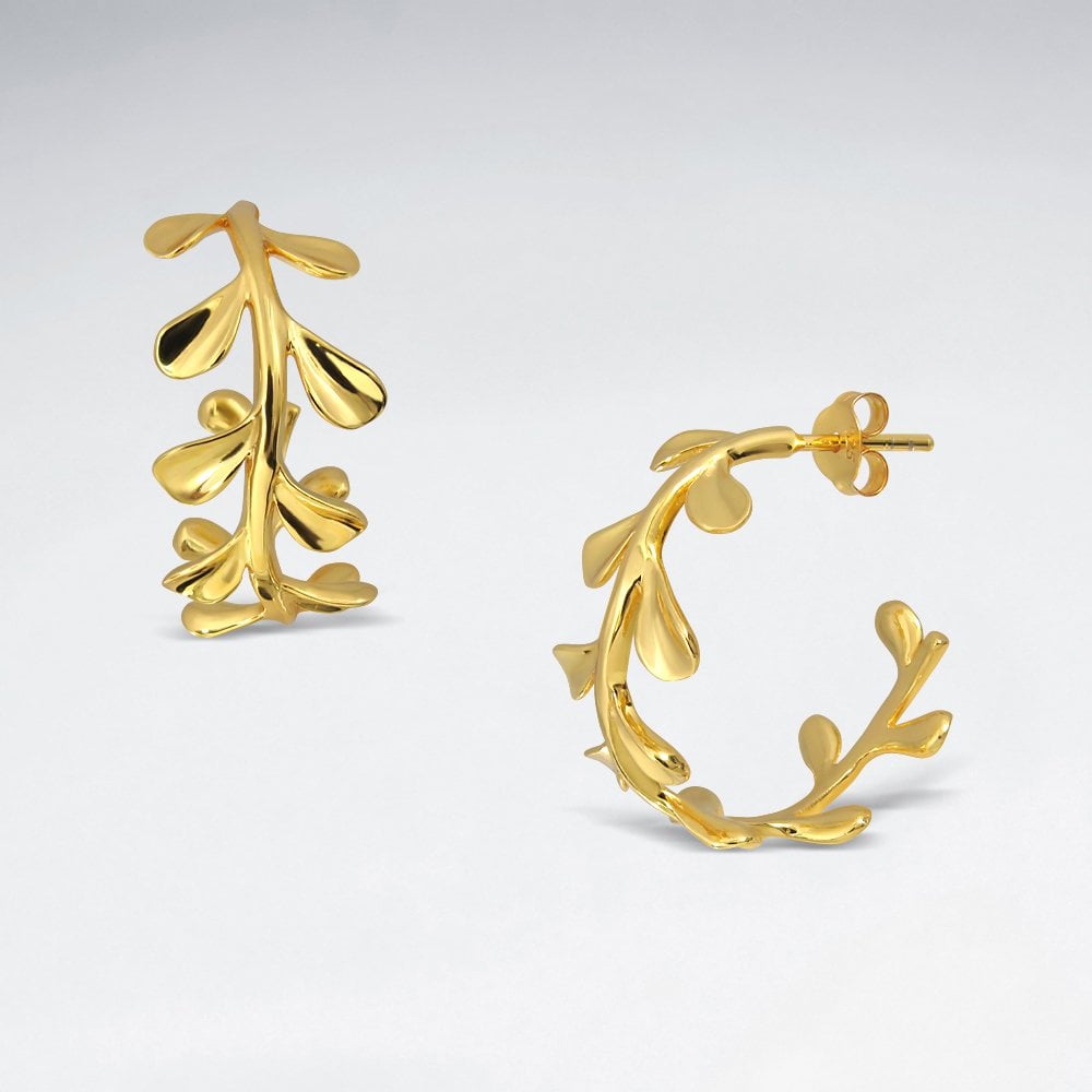 Sterling Silver Mistletoe  Hoop Earrings