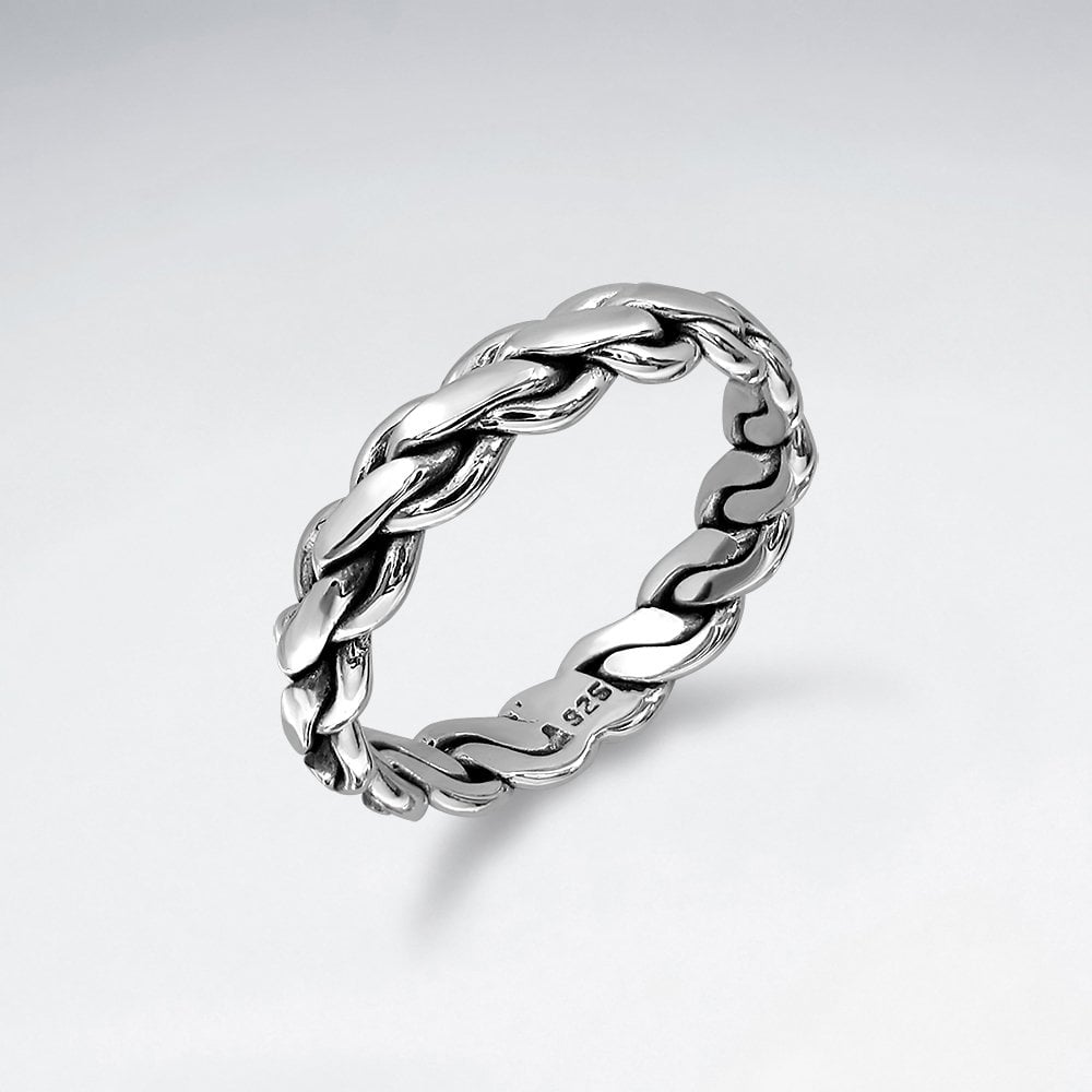 Sterling Silver Chain Link Rope Ring