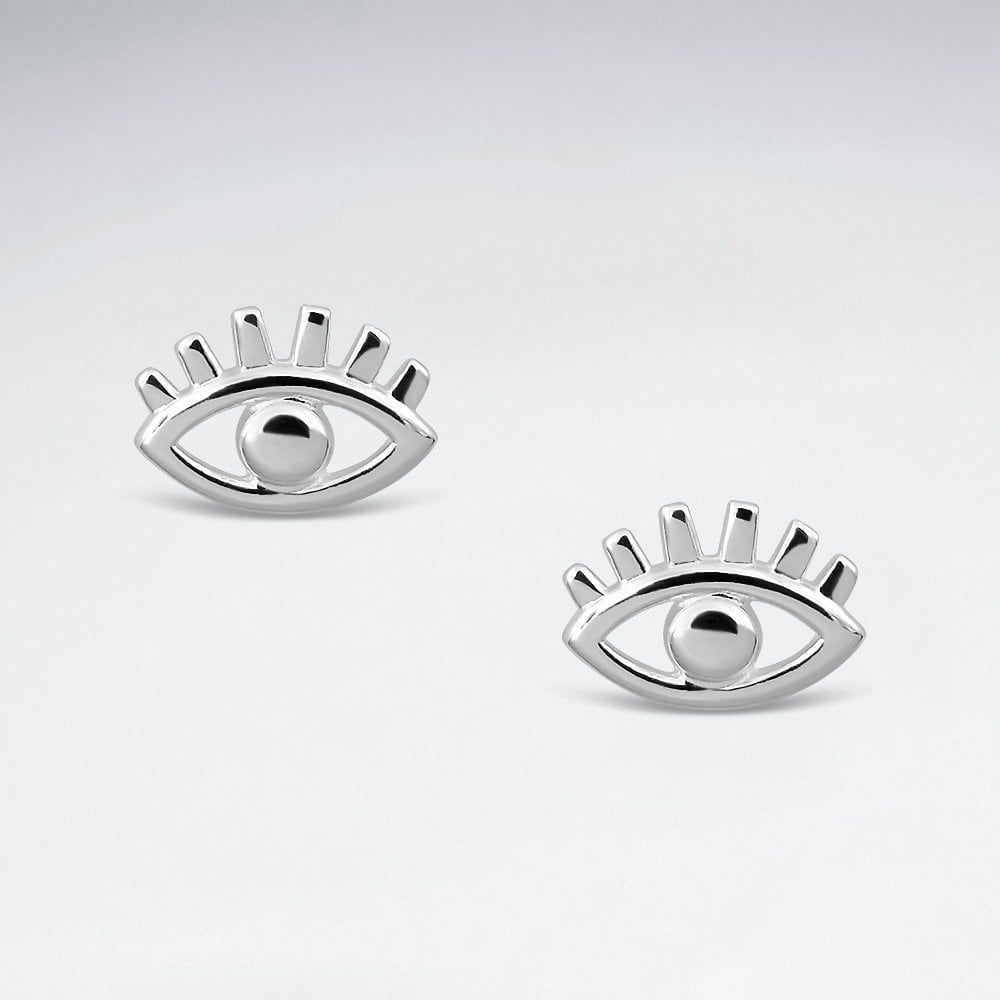 Sterling Silver Evil Eye Stud Earrings