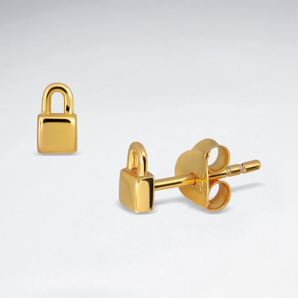 Sterling Silver Love Lock Stud Earrings