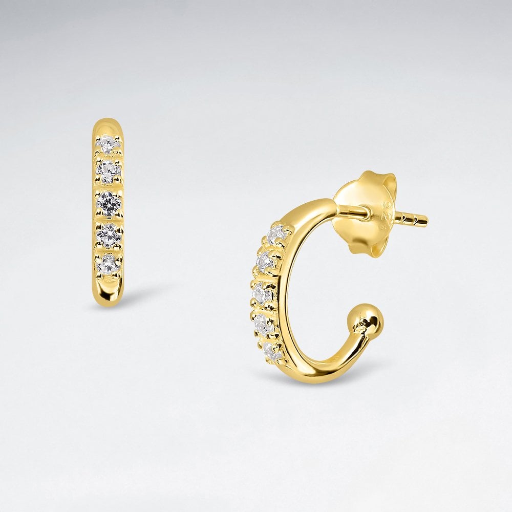 Sterling Silver CZ Hoop Earrings