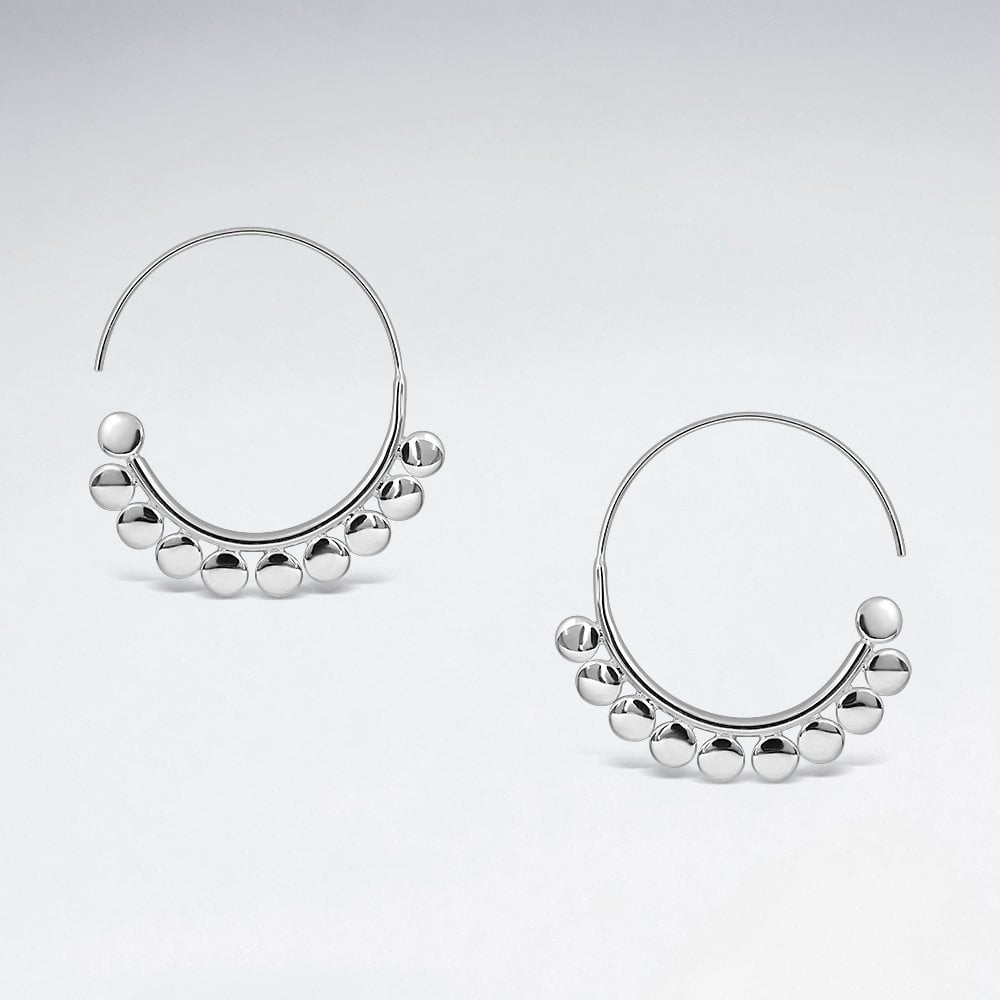 Sterling Silver Half Scalloped Hoop Earrings