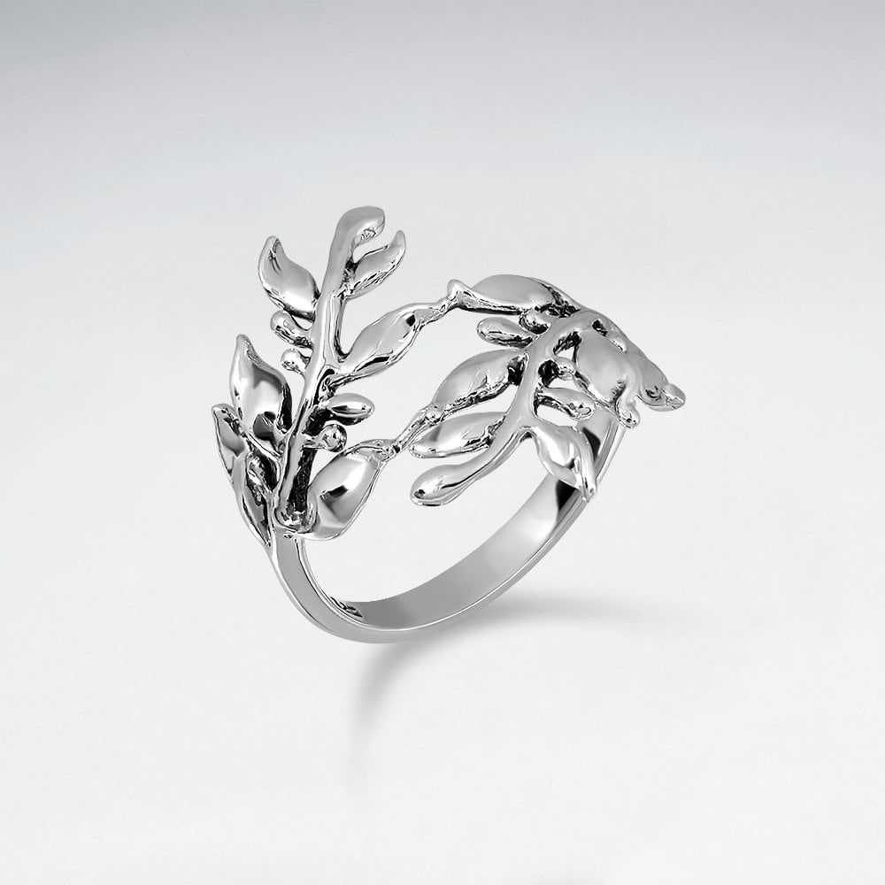 Sterling Silver Branching Leaves Wrap Ring