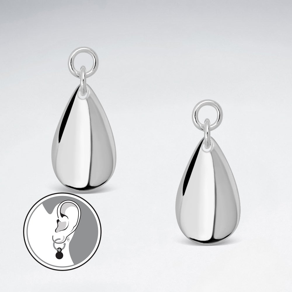 Sterling Silver Teardrop Earring Hoop Charm