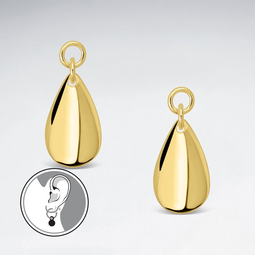 Sterling Silver Teardrop Earring Hoop Charm