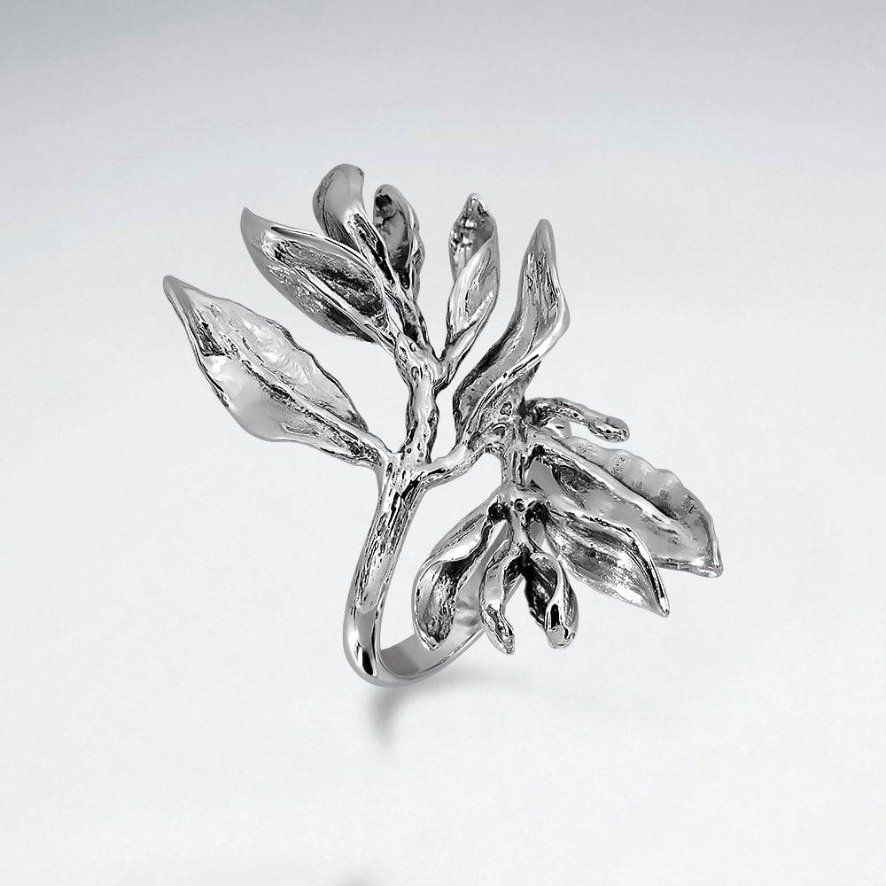 Sterling Silver Branching Leaf Ring