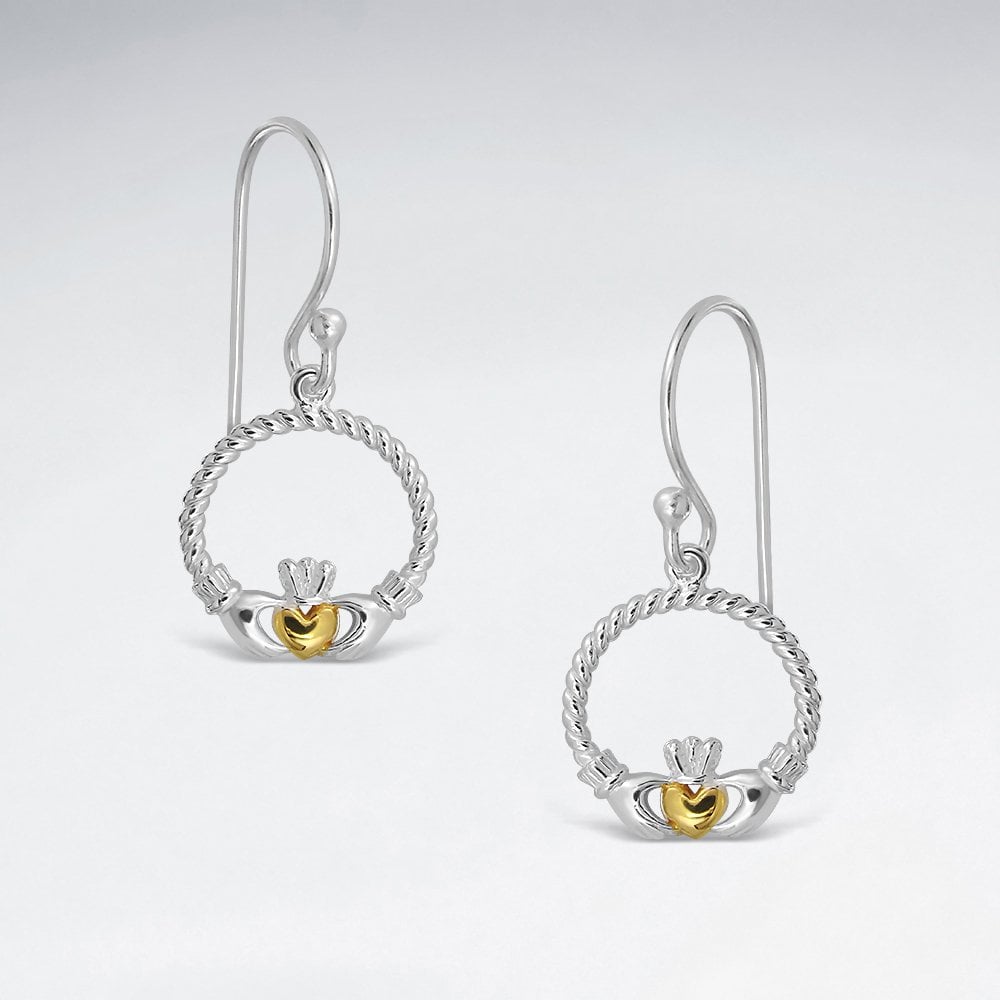 Sterling Silver Claddagh Hook Earrings