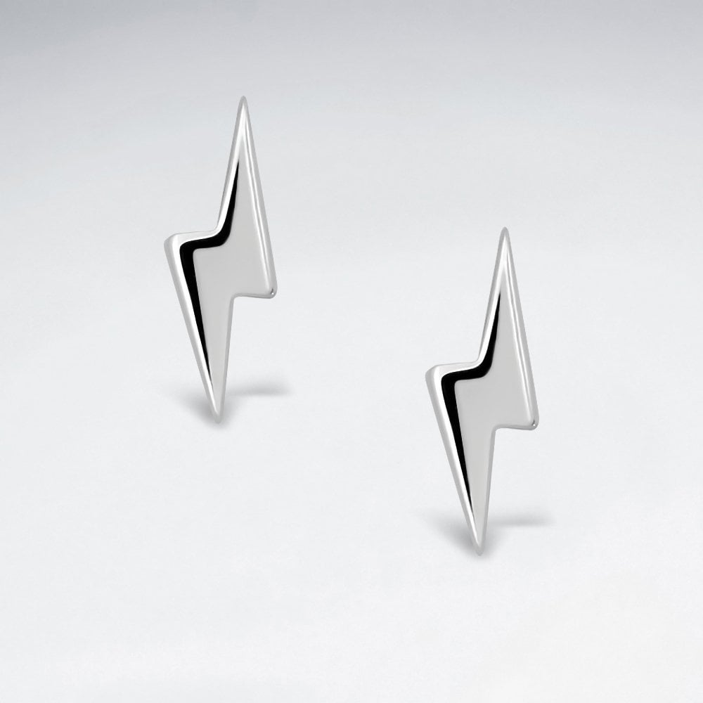 Sterling Silver Lightning Bolt Stud Earring