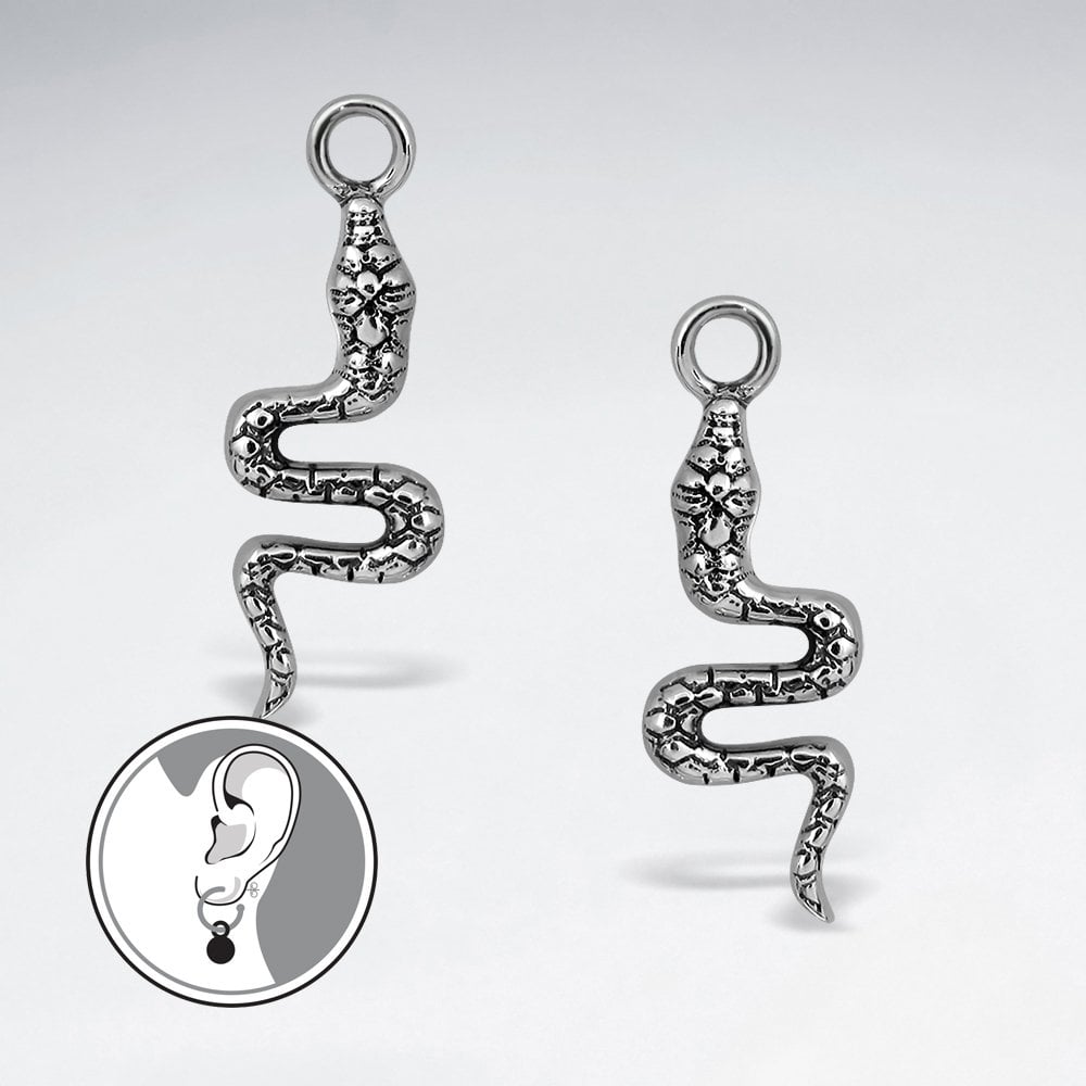 Sterling Silver Snake Charms for Hoop Earring