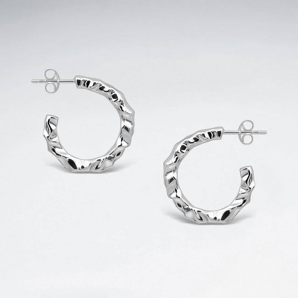 Sterling Silver Hammered Hoop Earrings