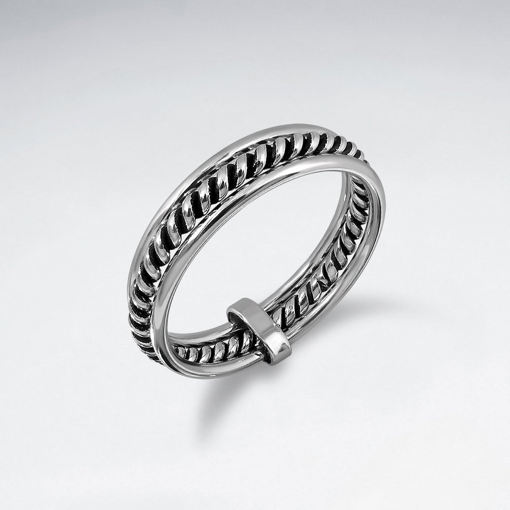 Sterling Silver Rope Twist Belt Ring