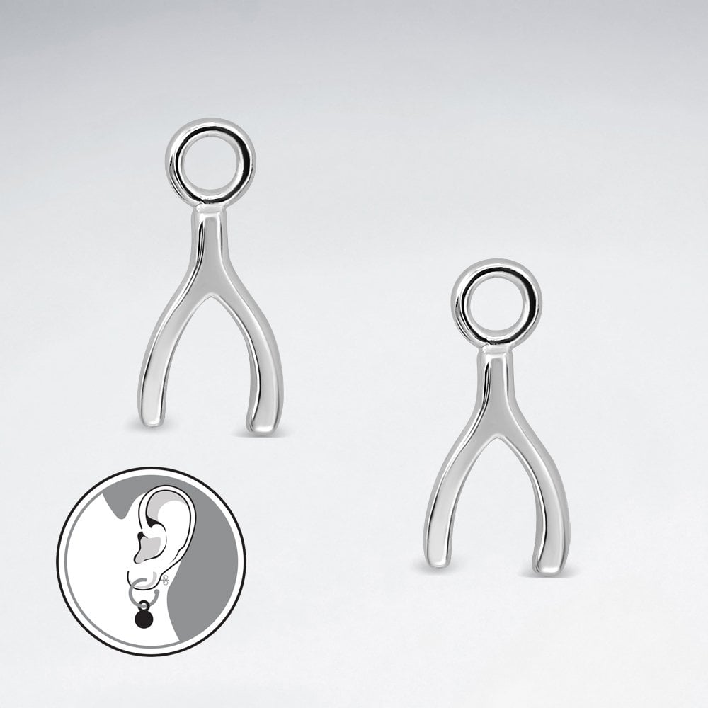 Sterling Silver Wishbone Charms for Hoop Earrings